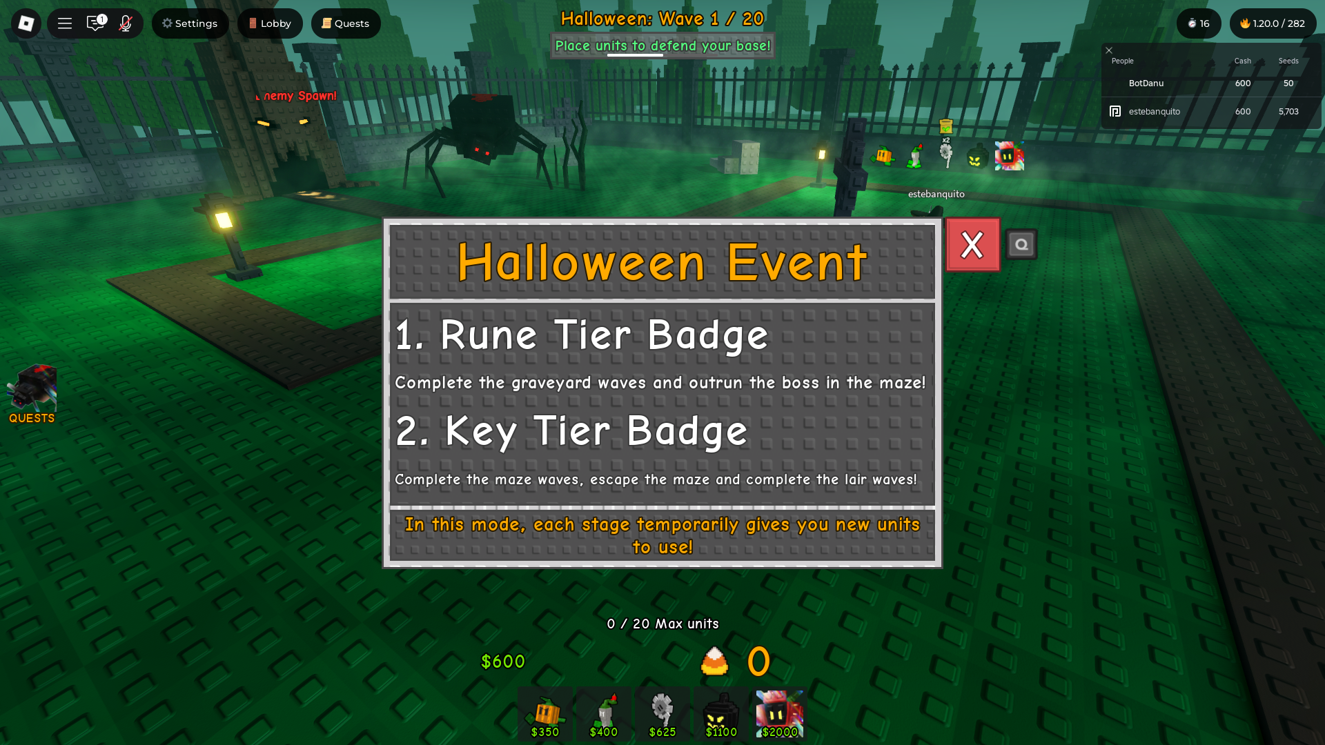 Halloween Spotlight Garden Tower Defense (Image via Roblox Corporation)