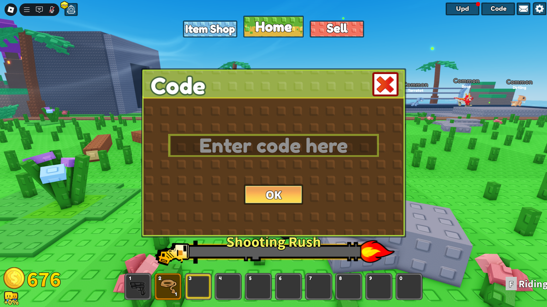 Redeeming codes (Image via Roblox Corporation)