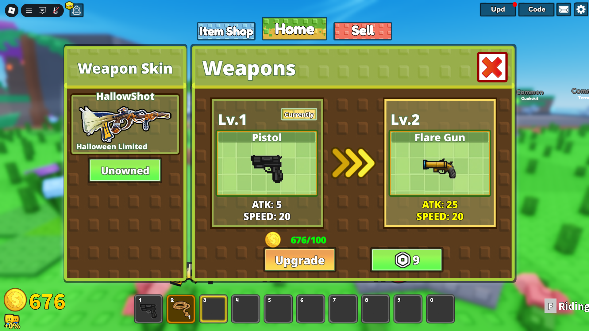 Upgrading weapons (Image via Roblox Corporation)
