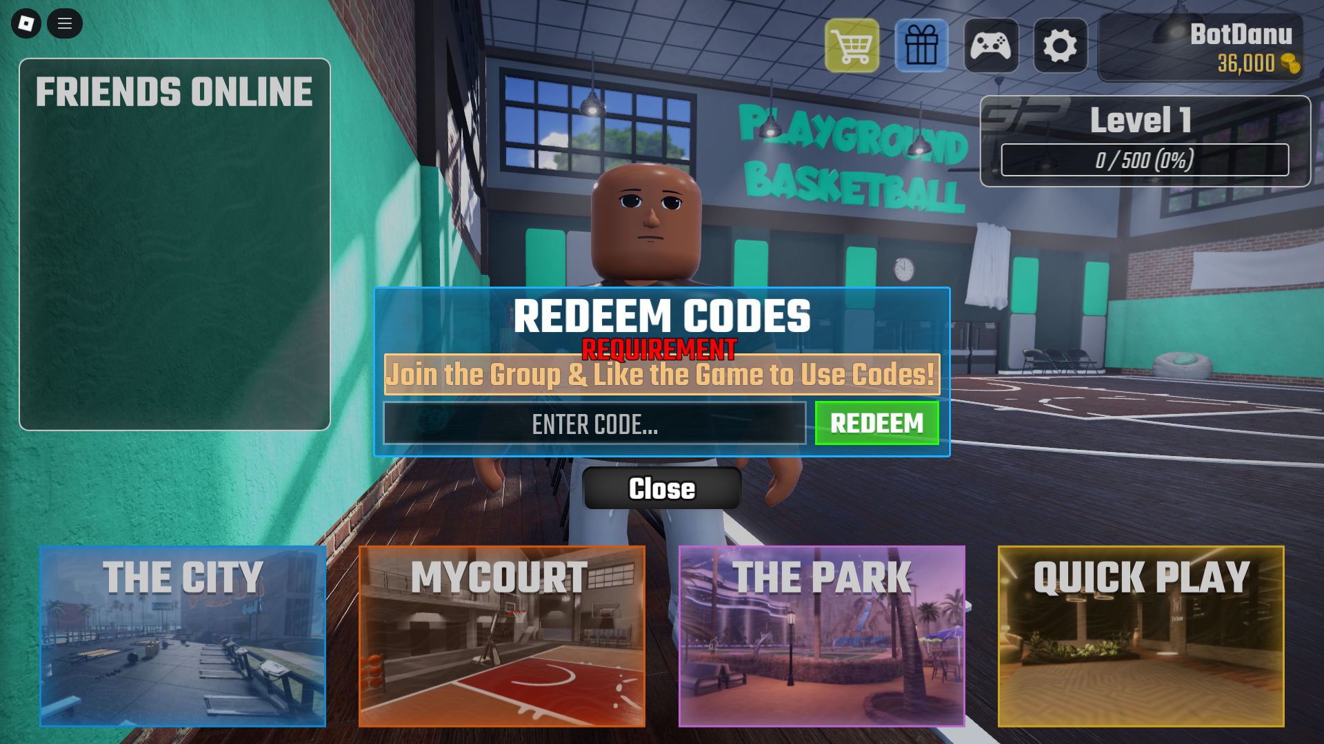 Redeeming codes (Image via Roblox Corporation)