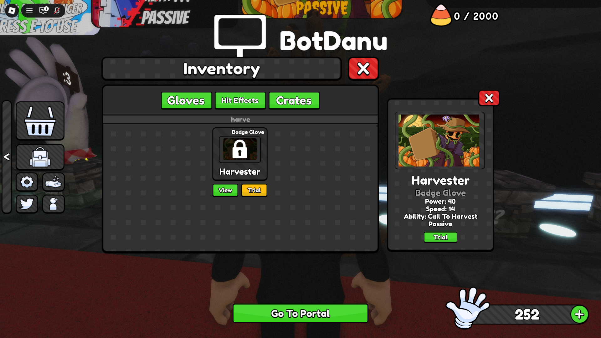 Harvester Glove stats (Image via Roblox Corporation)