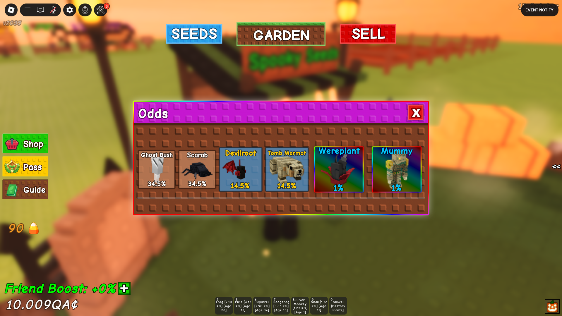 Spooky Chest odds (Image via Roblox Corporation)