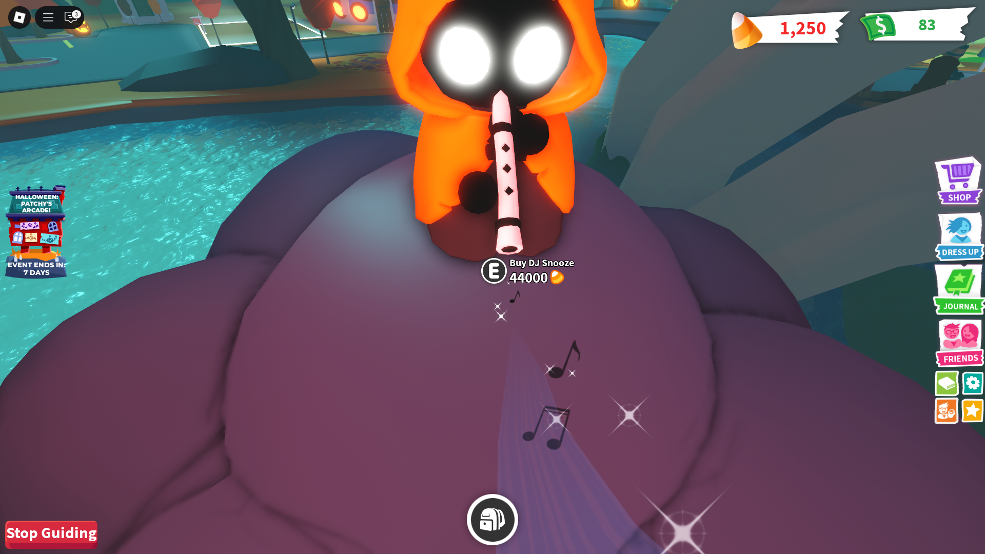 Buying DJ Snooze Pet (Image via Roblox Corporation)