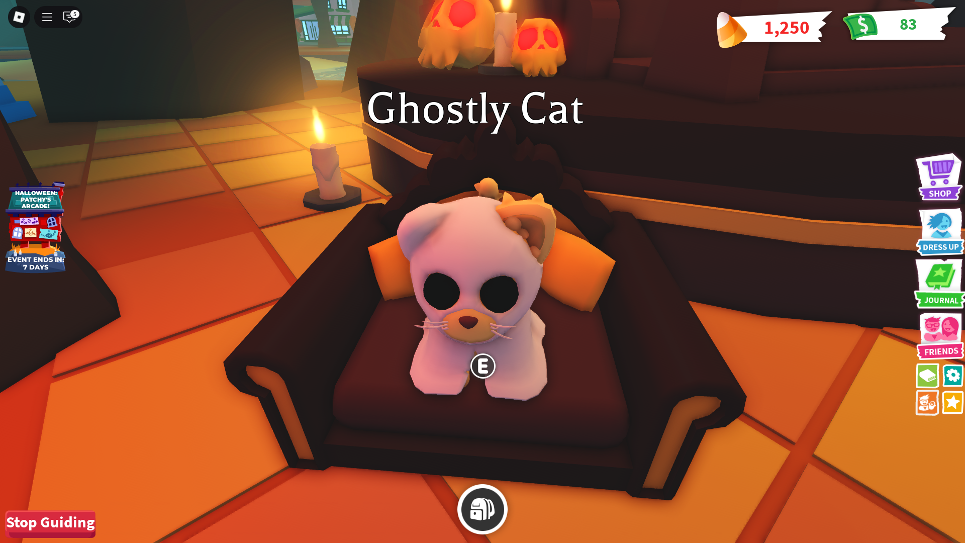 Ghostly Cat Pet in Adopt Me (Image via Roblox Corporation)