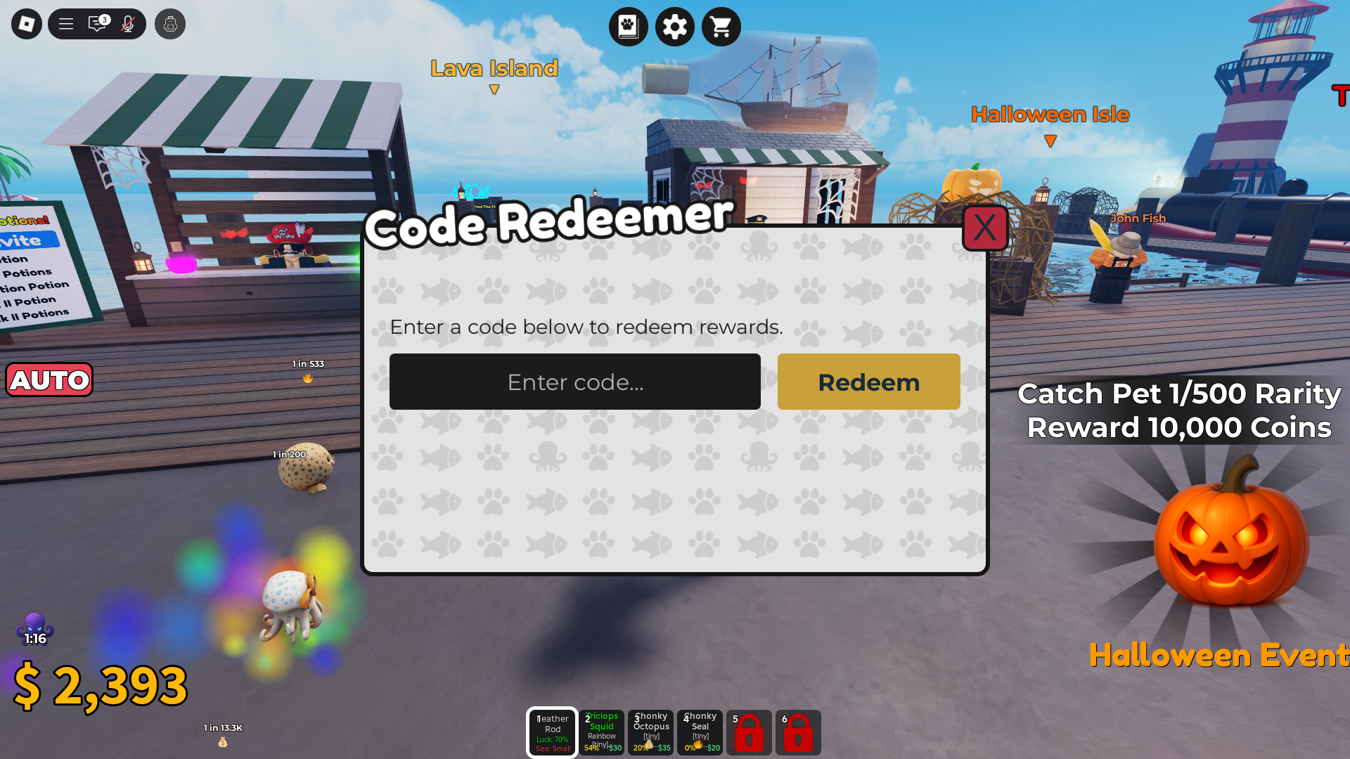 Redeeming codes (Image via Roblox Corporation)