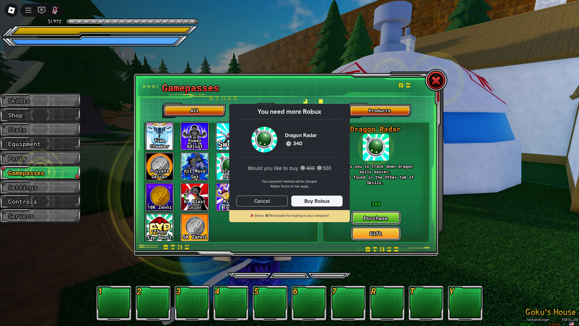 Buying the Dragon Radar (Image via Roblox Corporation)