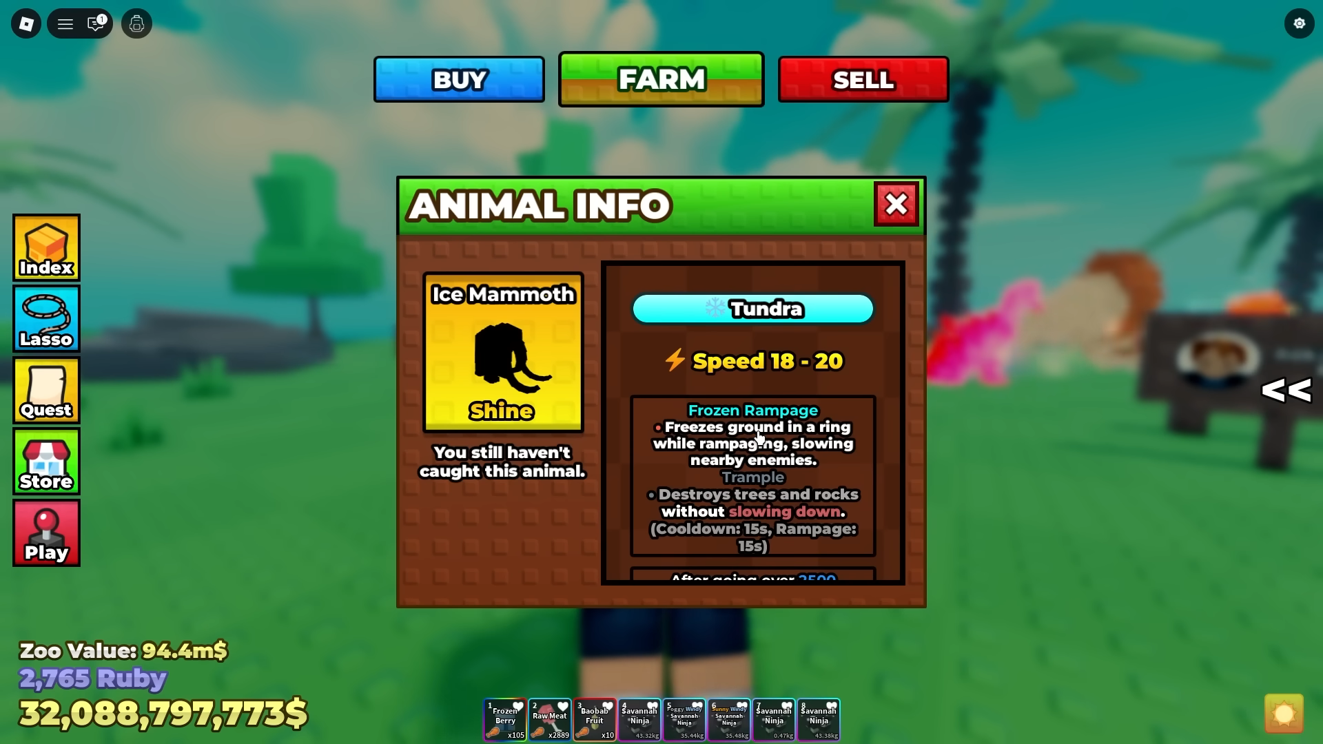 Ice Mammoth in Raise Animals (Image via Roblox Corporation)