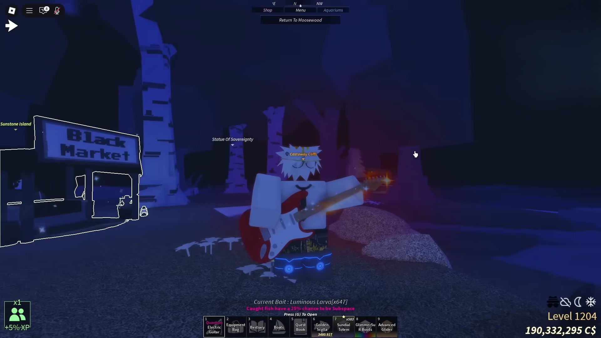 Electric Guitar Rod in hand (Image via Roblox Corporation)