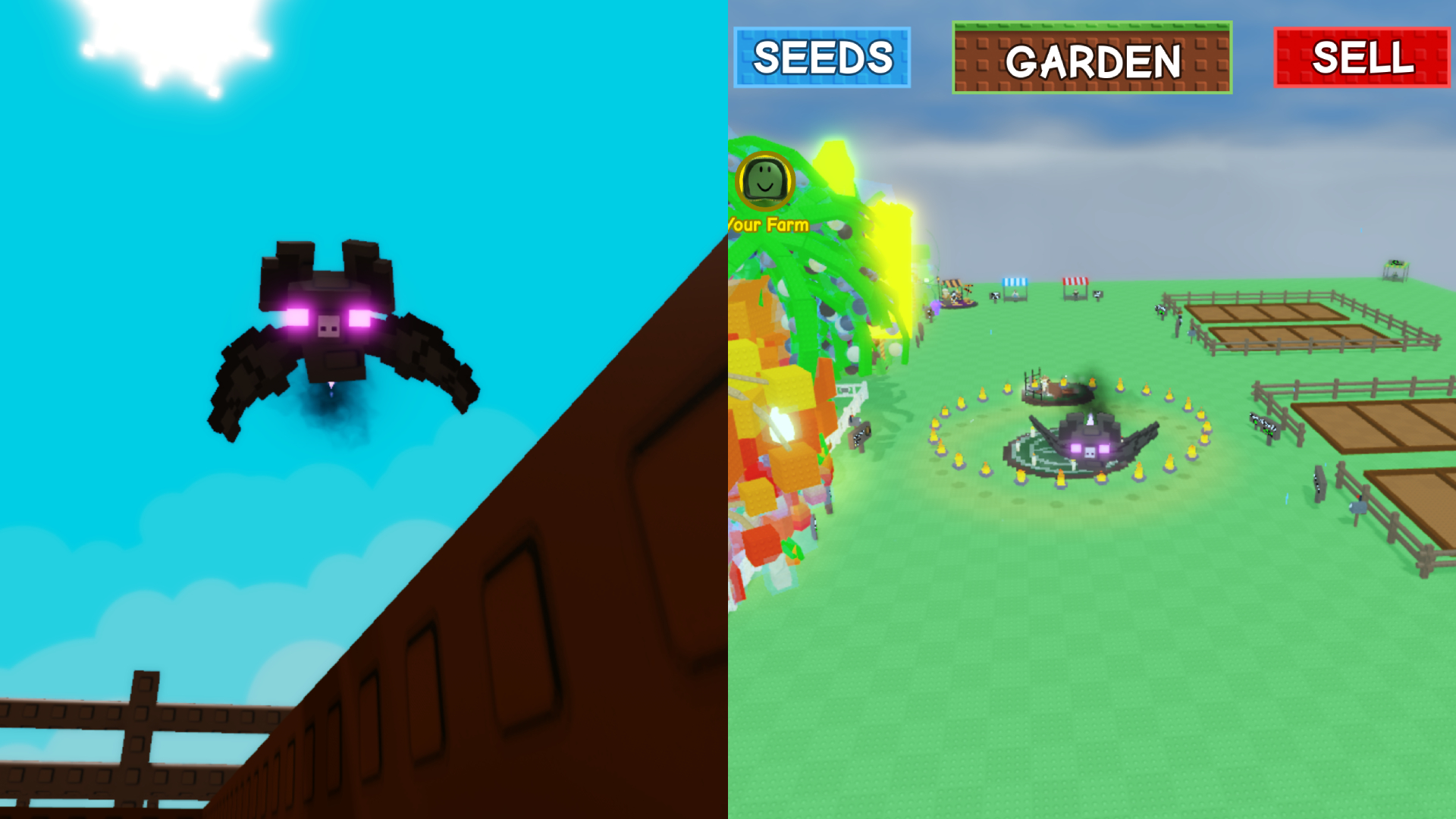 Fly around as the bat (Image via Roblox Corporation)