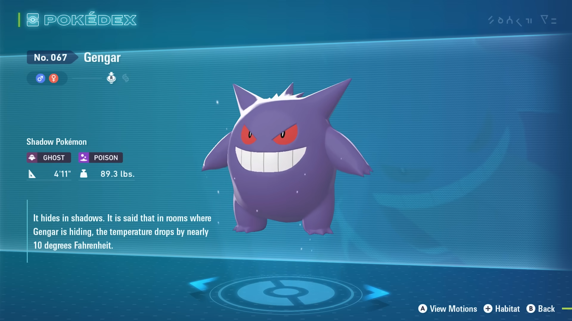 Gengar in Pokemon Legends Z-A.