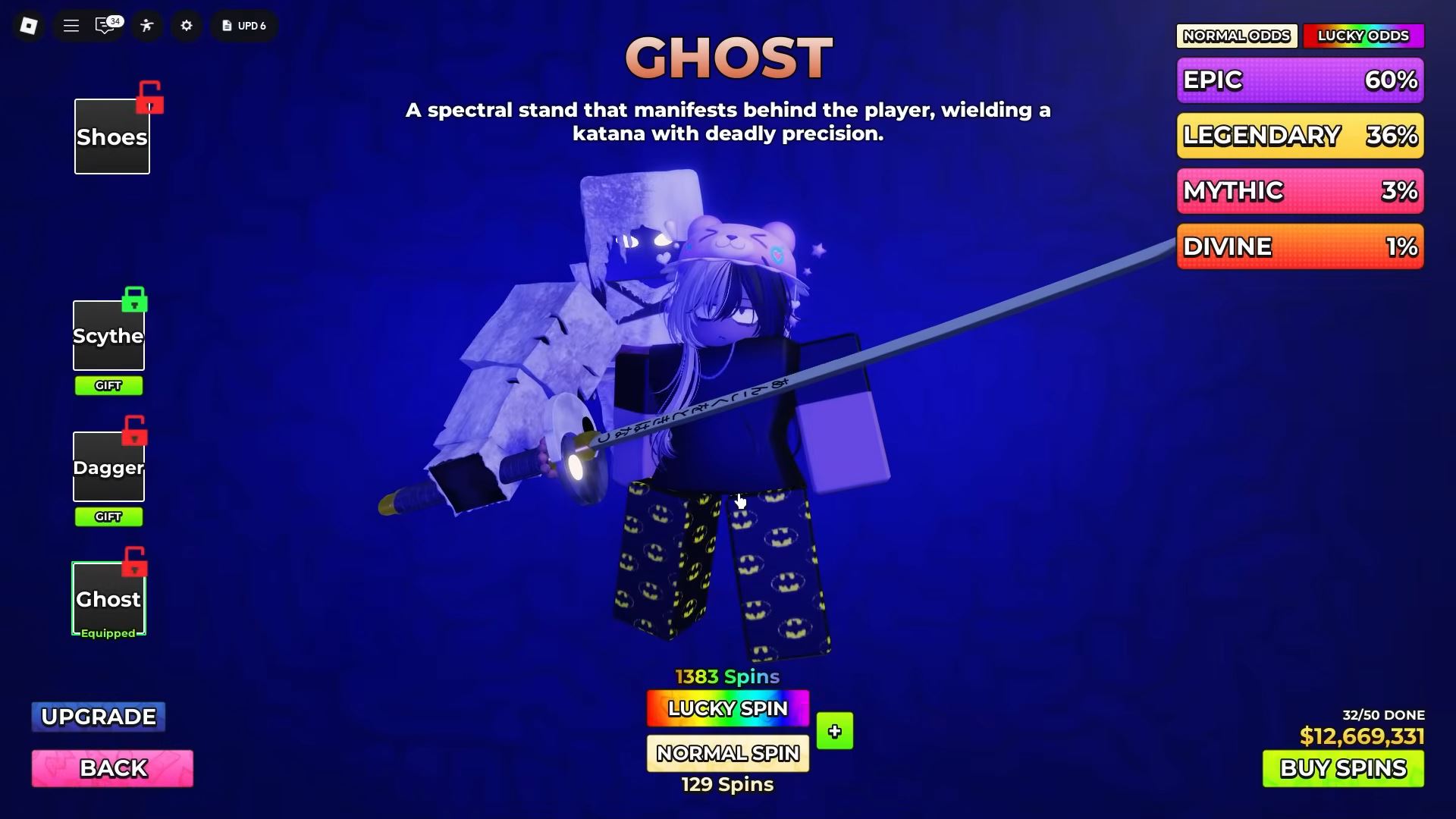 Ghost Weapon in Hunty Zombie (Image via Roblox Corporation)