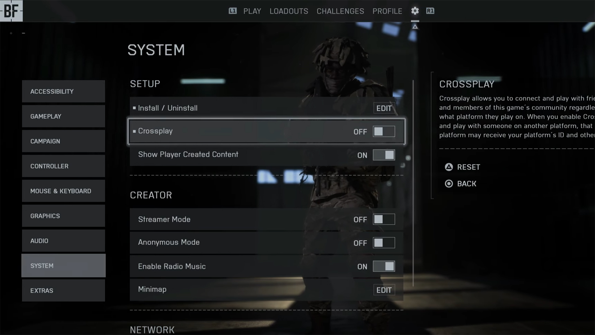 Turning off Crossplay in Battlefield RedSec