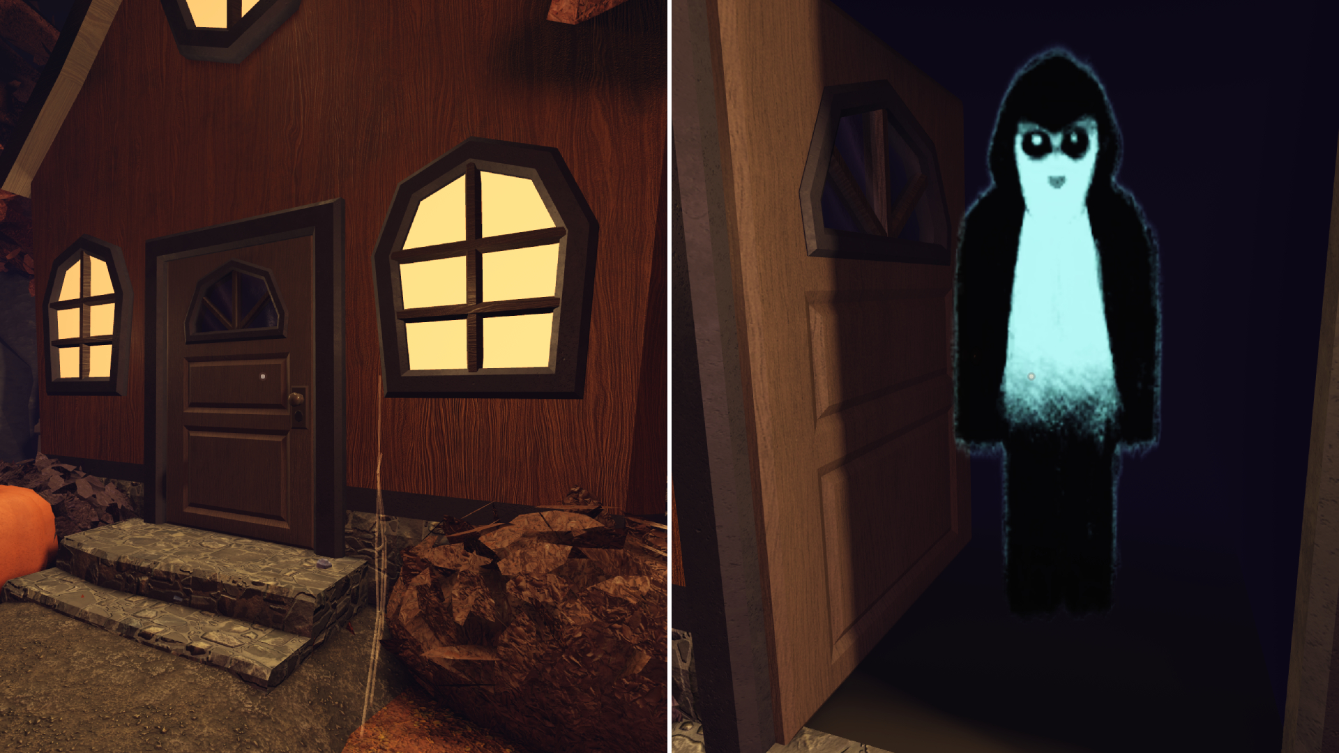 Knock on these doors to Trick or Treat (Image via Roblox Corporation)