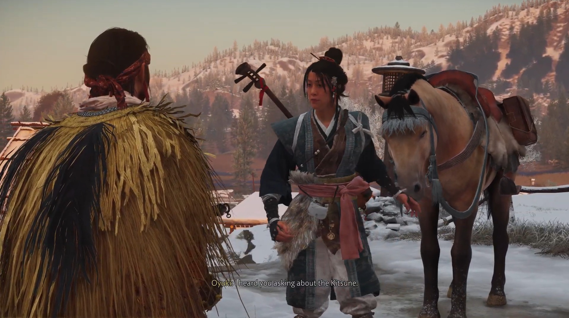 Learning about the Kitsune from Oyuki (Image via Deltia's Gaming and Sucker Punch)