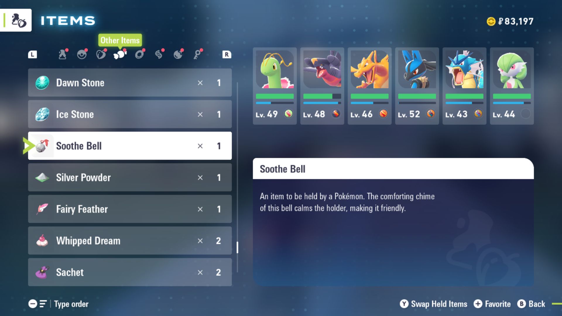 List of Held Items in Pokemon Legends Z-A