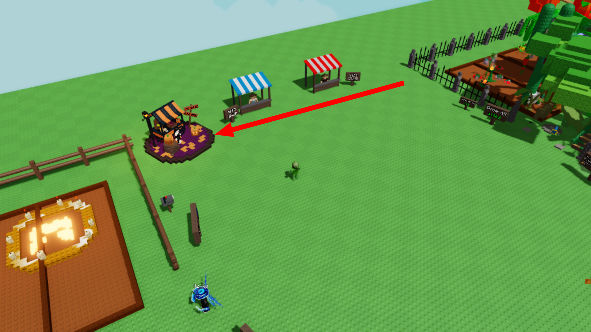 Location of the Halloween Merchant (Image via Roblox Corporation)