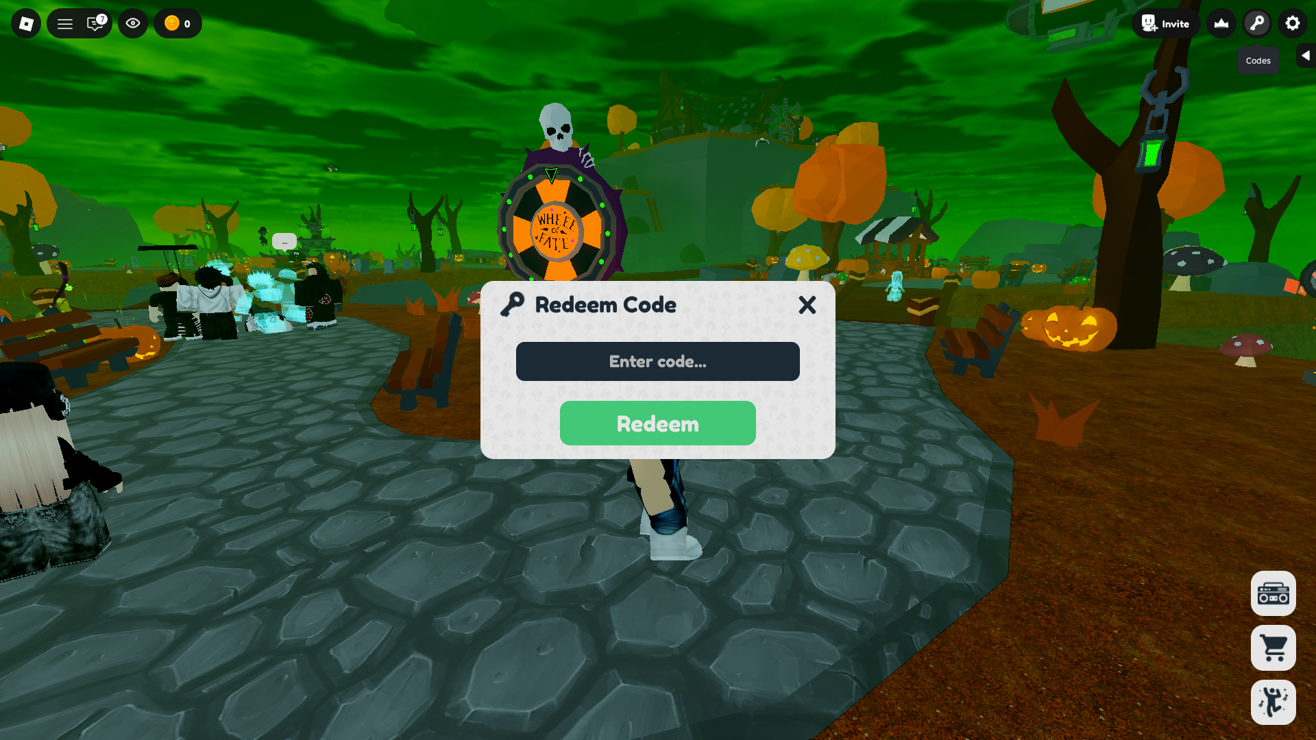 Enter codes in this text box (Image via Roblox Corporation)