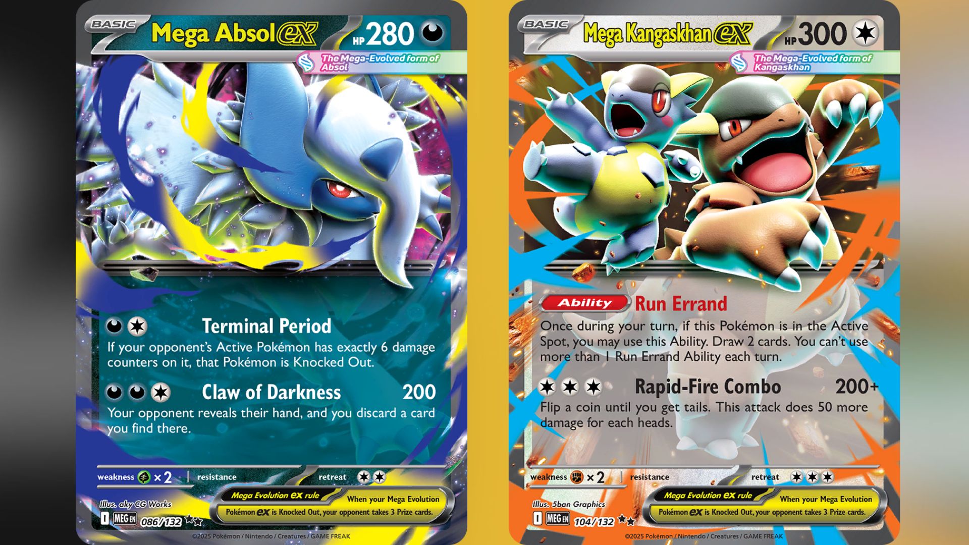 Mega Absol ex and Mega Kangaskhan ex (Image via TPC)