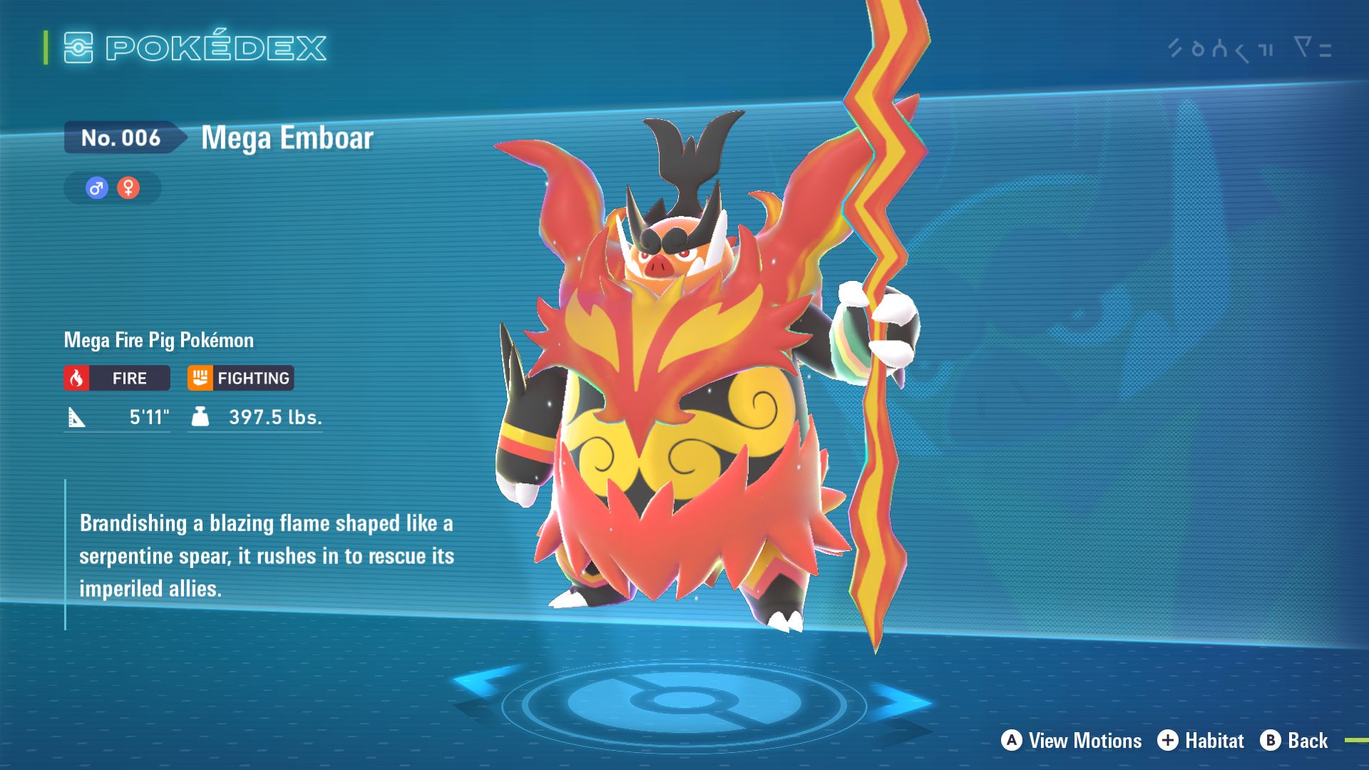 Mega Emboar in Legends Z-A (Image via The Pokemon Company)