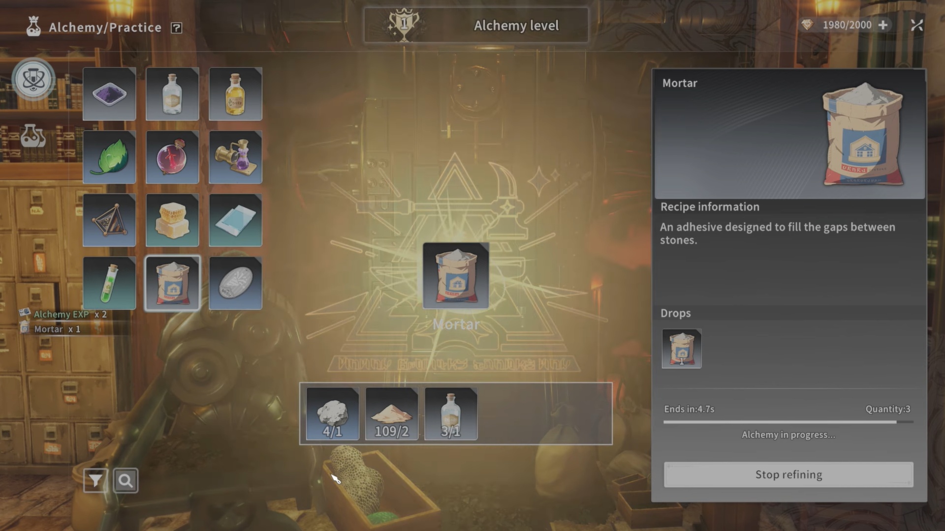 Mortar crafting using Alchemy (Image via A Plus Japan)