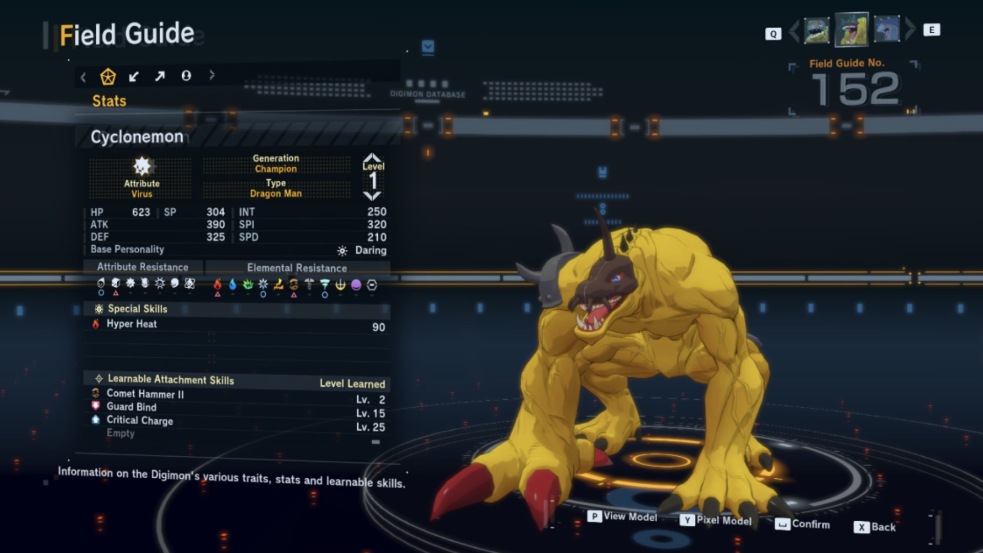 Stats of Cyclonemon (Image via Bandai Namco Entertainment)