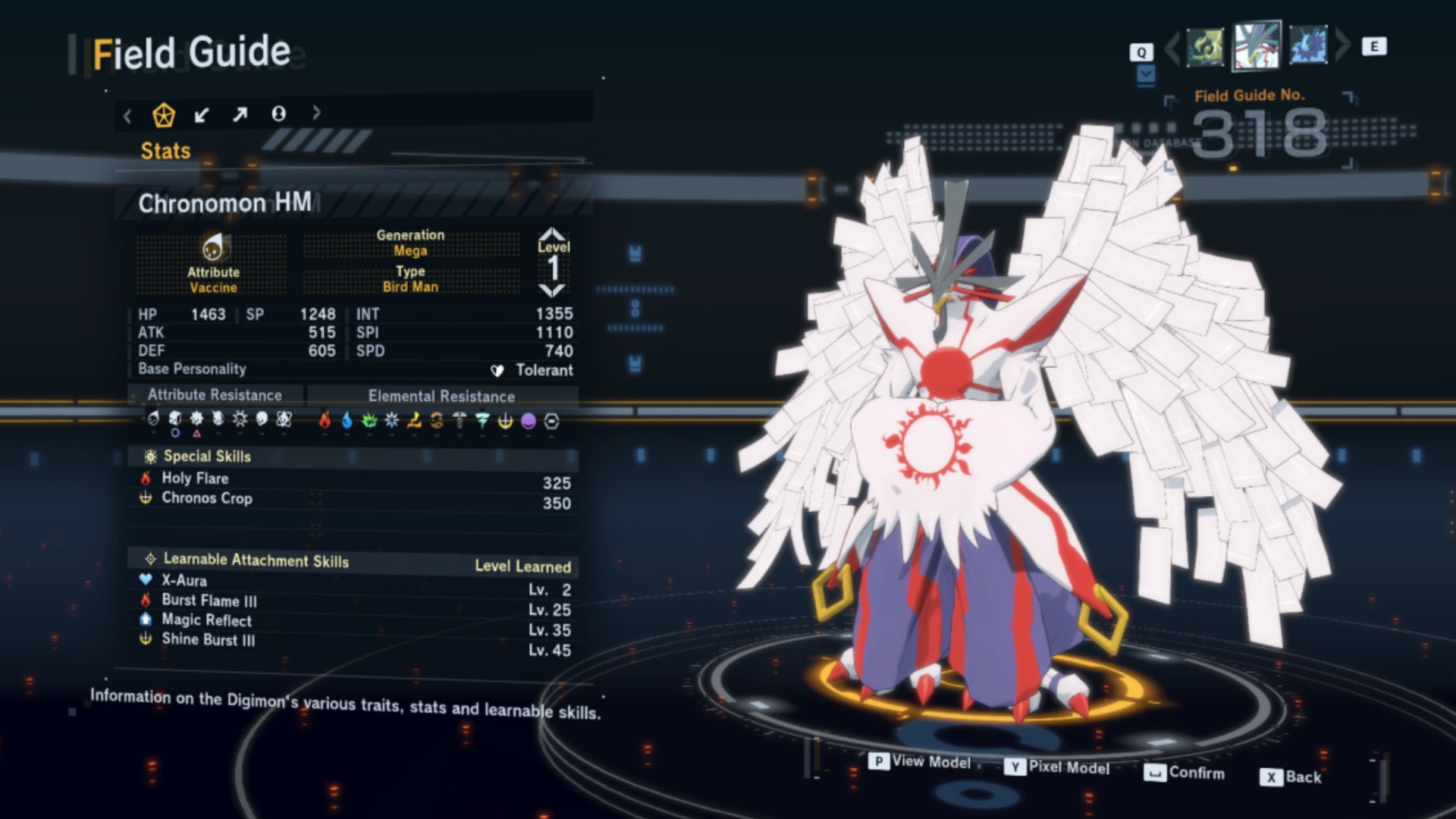Stats of Chronomon HM (Image via Bandai Namco Entertainment)