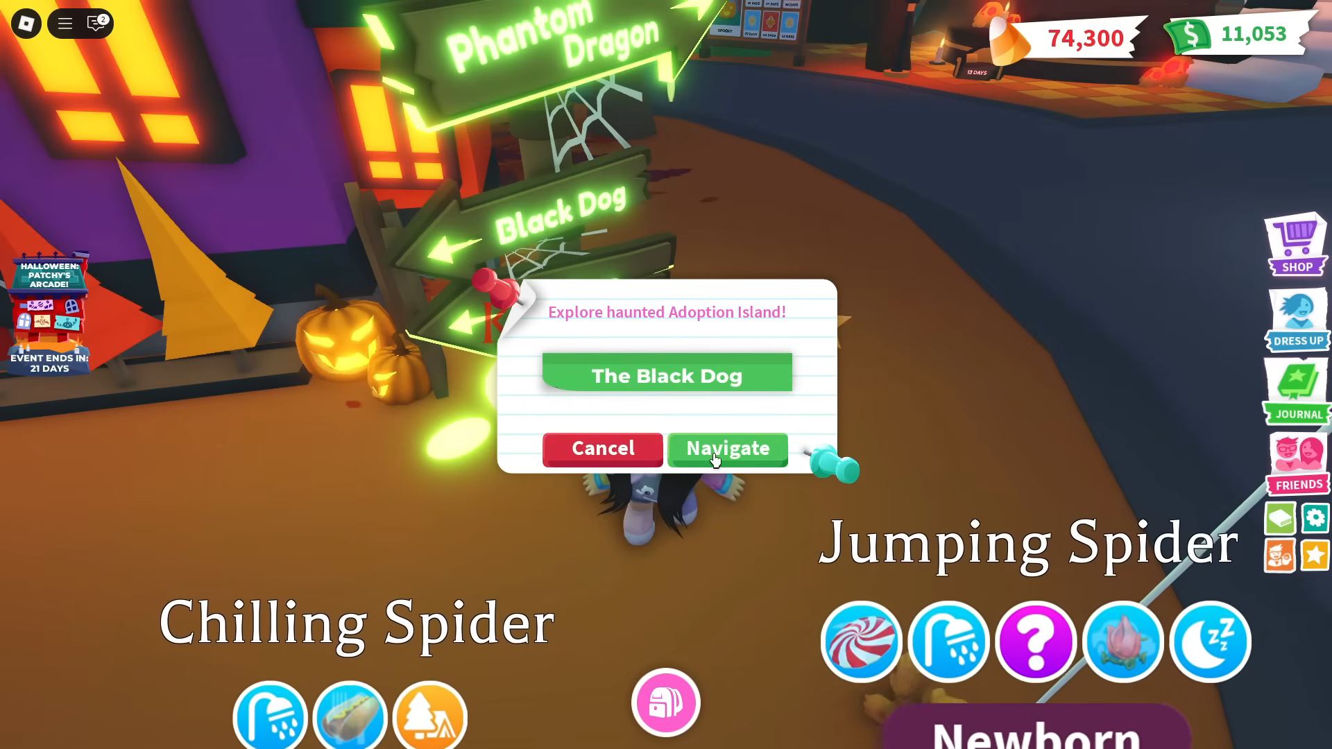 Navigating the Black dog (Image via Roblox Corporation)