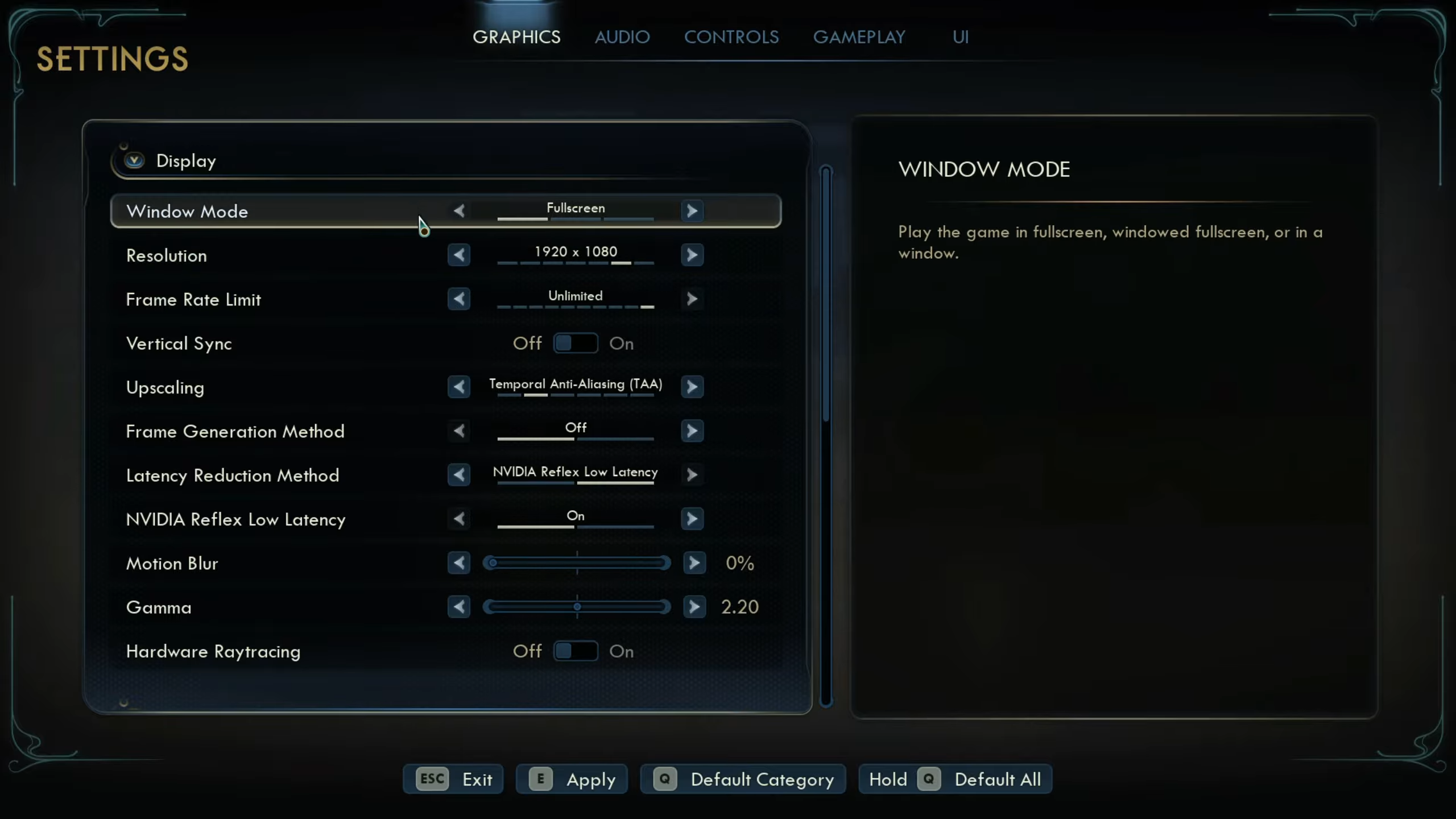 The Outer Worlds 2 Graphics settings (Image via Xbox Game Studios)