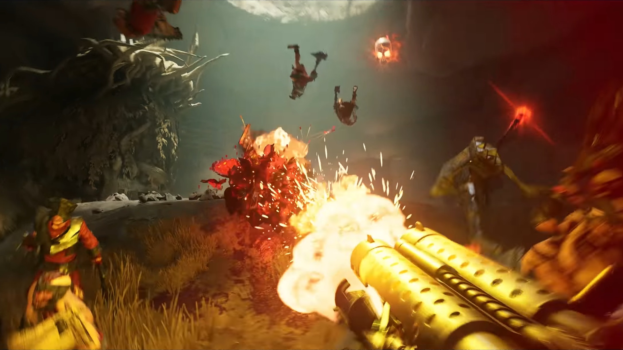 Picture describes blasting enemies to the sky in Painkiller