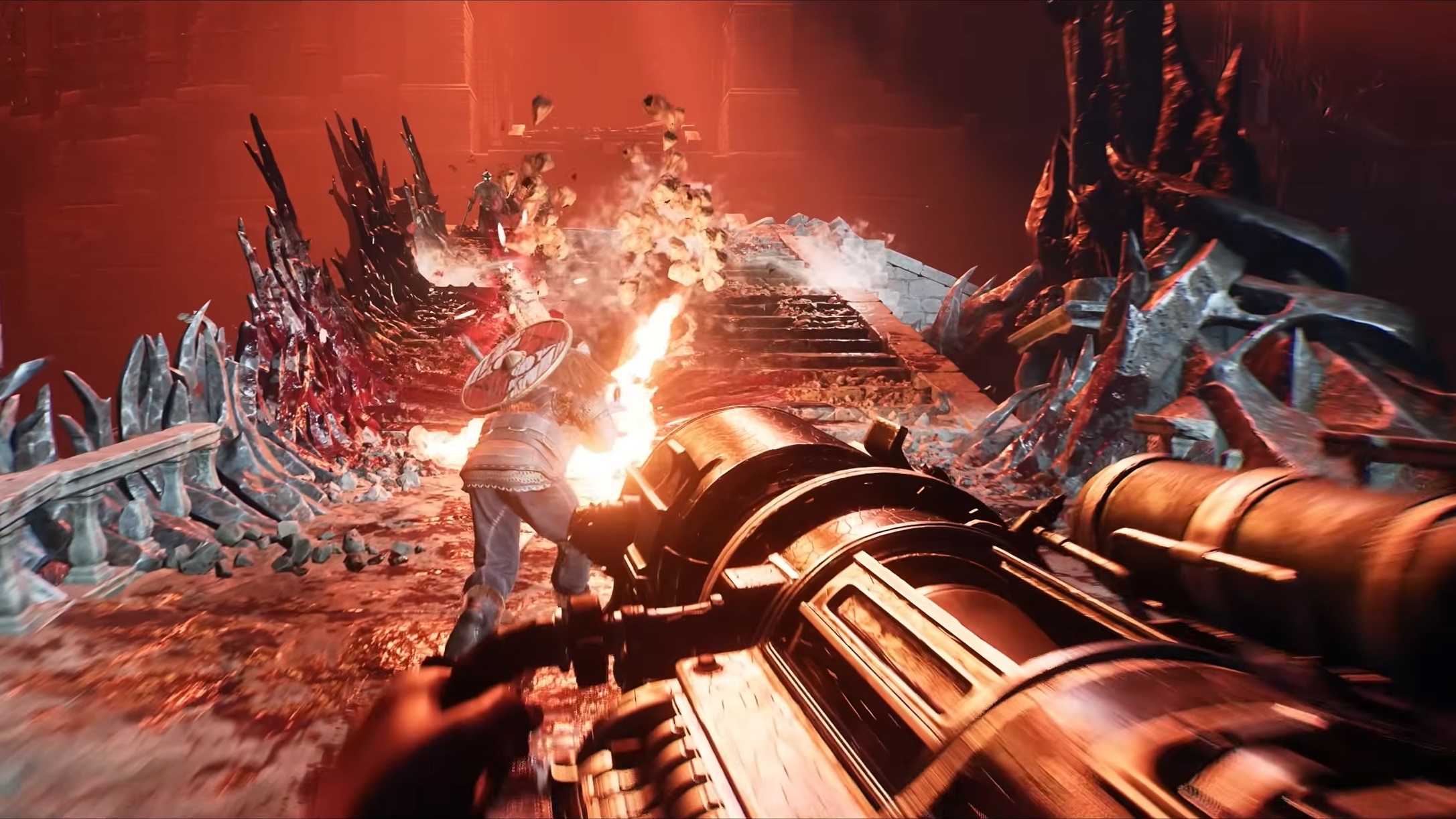 Picture describes Blasting through enemies in Painkiller