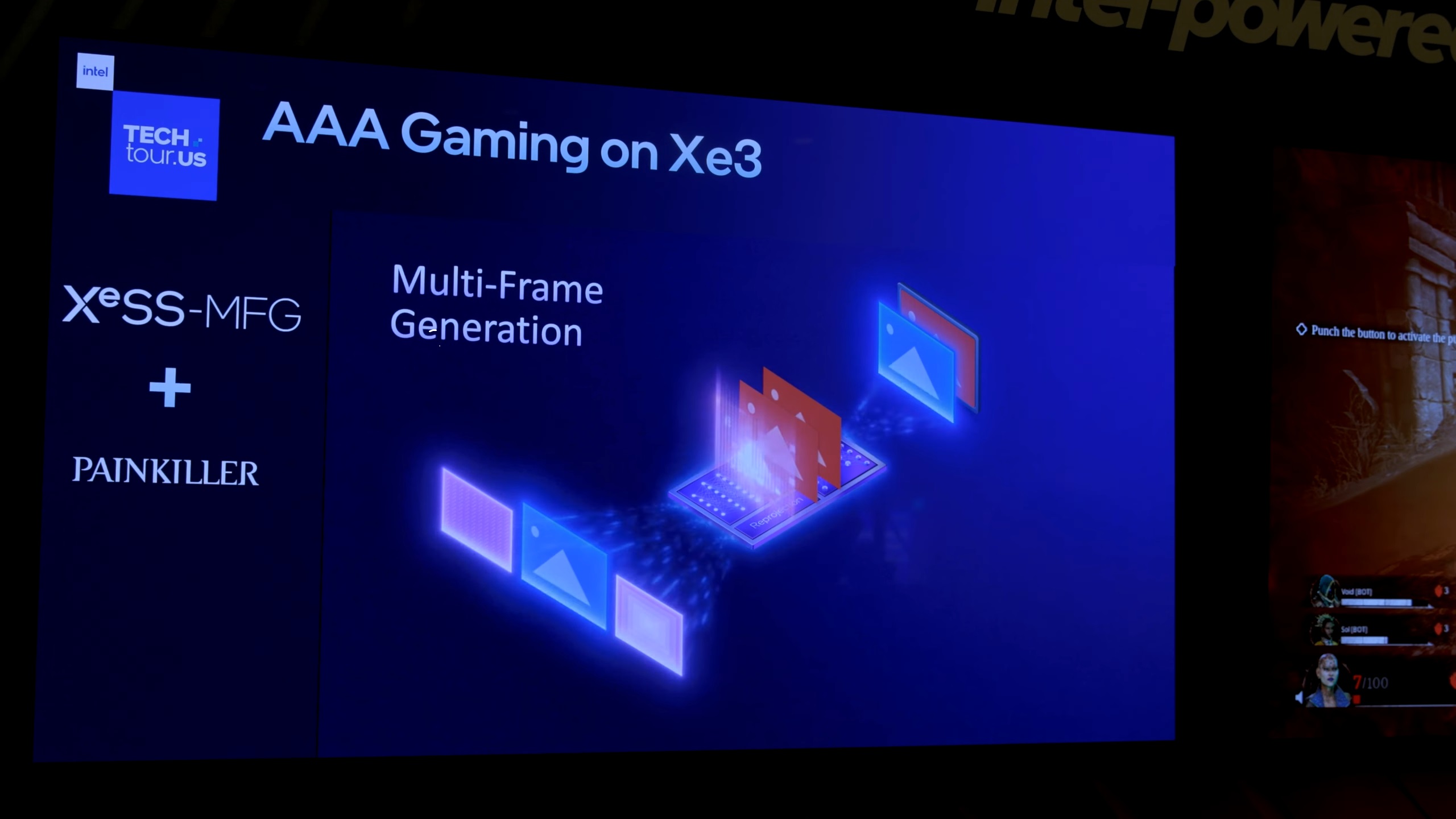 Picture describes Intel XeSS 3 MFG can generate a total of 4 frames