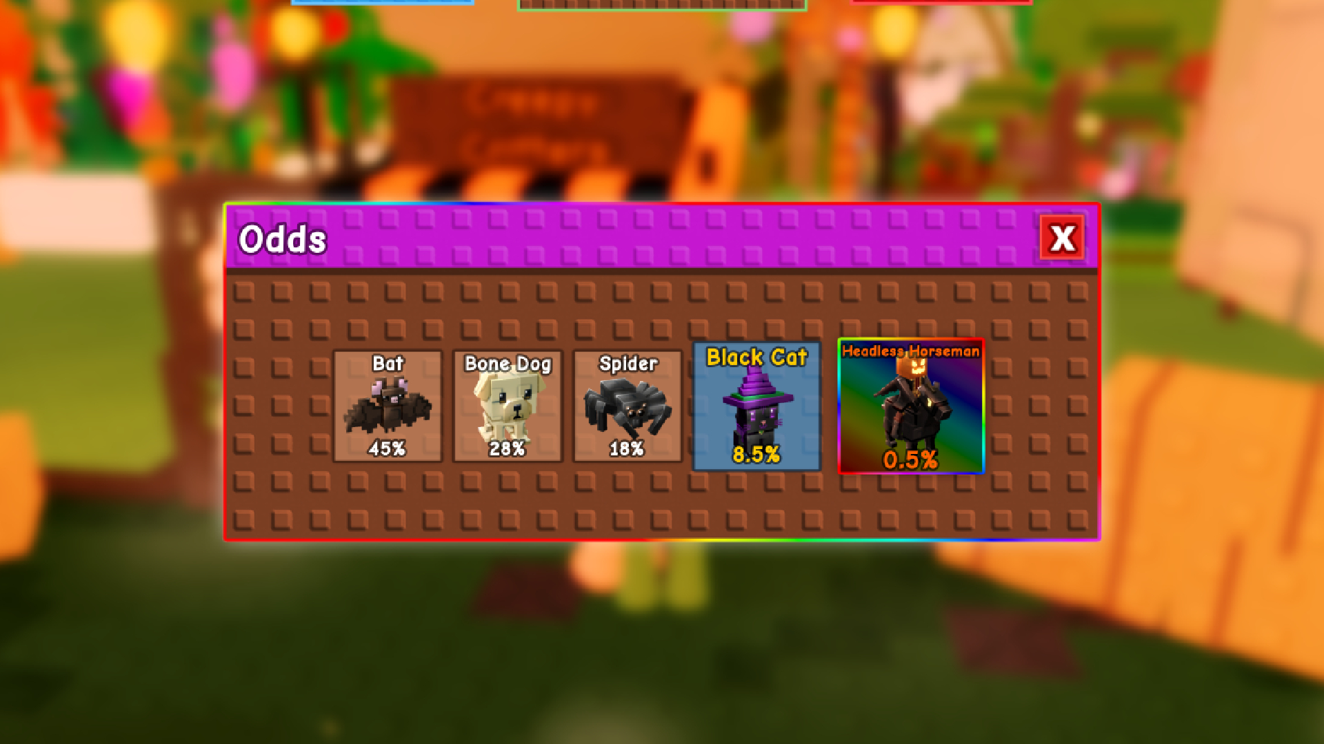 Pet hatch chances (image via Roblox Corporation)