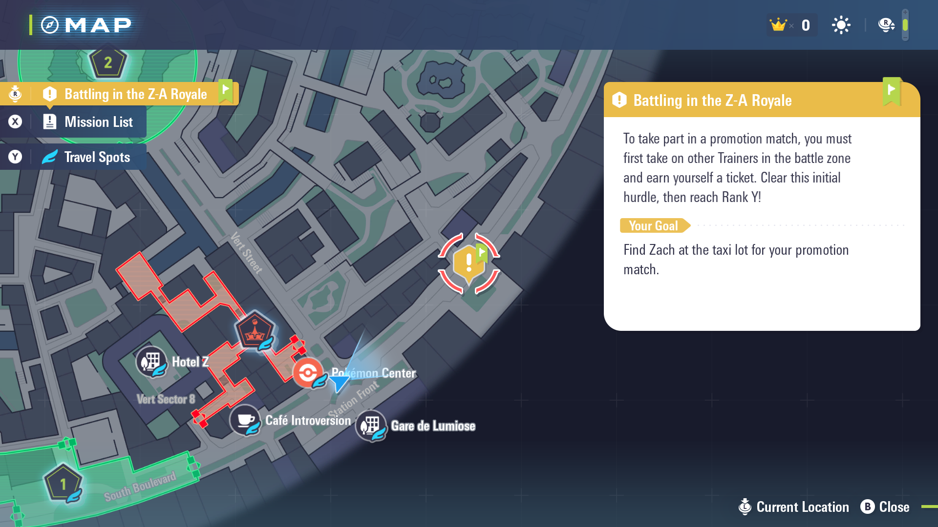 Zach's location in the main mission (Image via The Pokemon Company)
