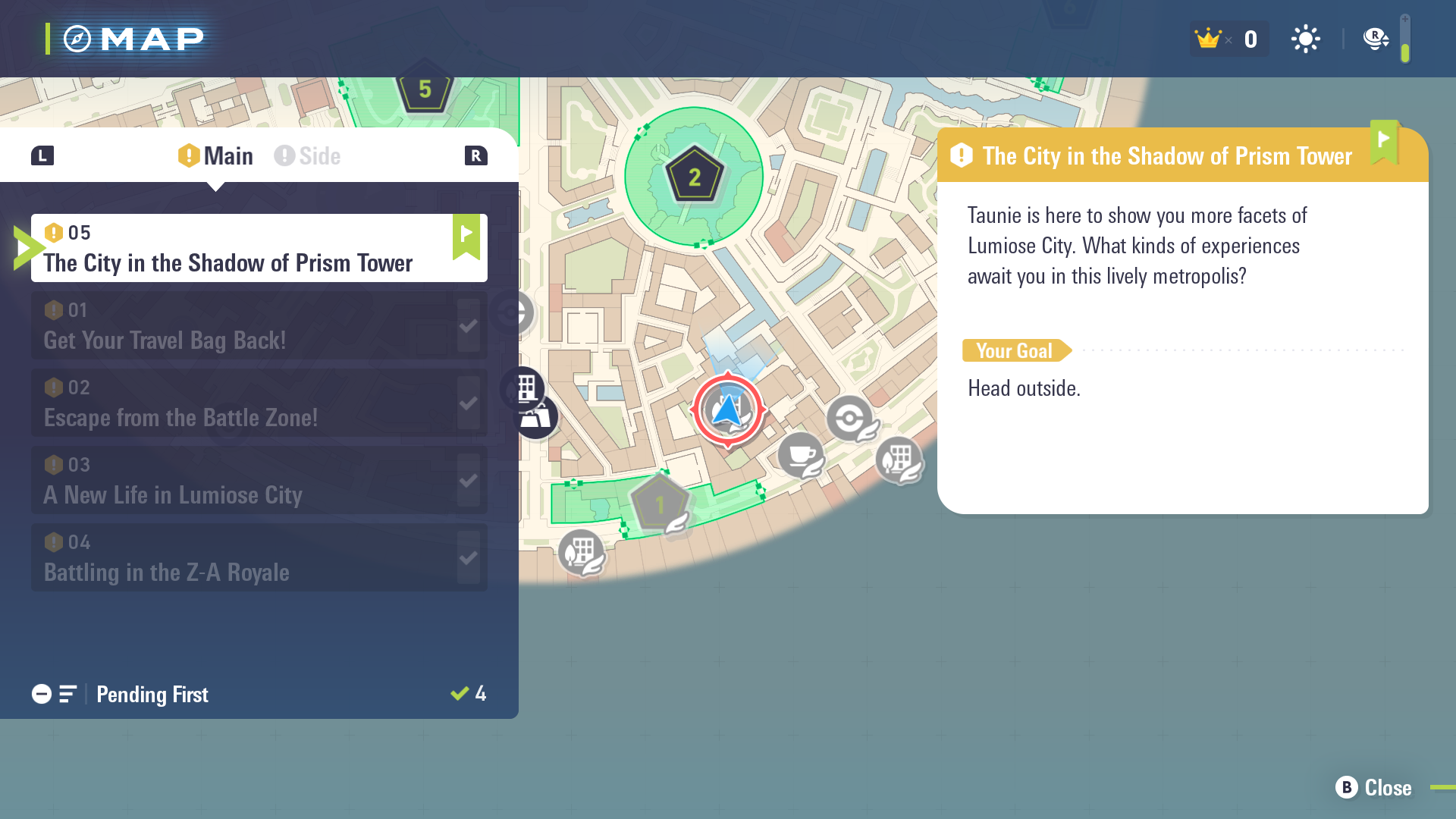 Start at Hotel Z, and walk out (Image via The Pokemon Company)