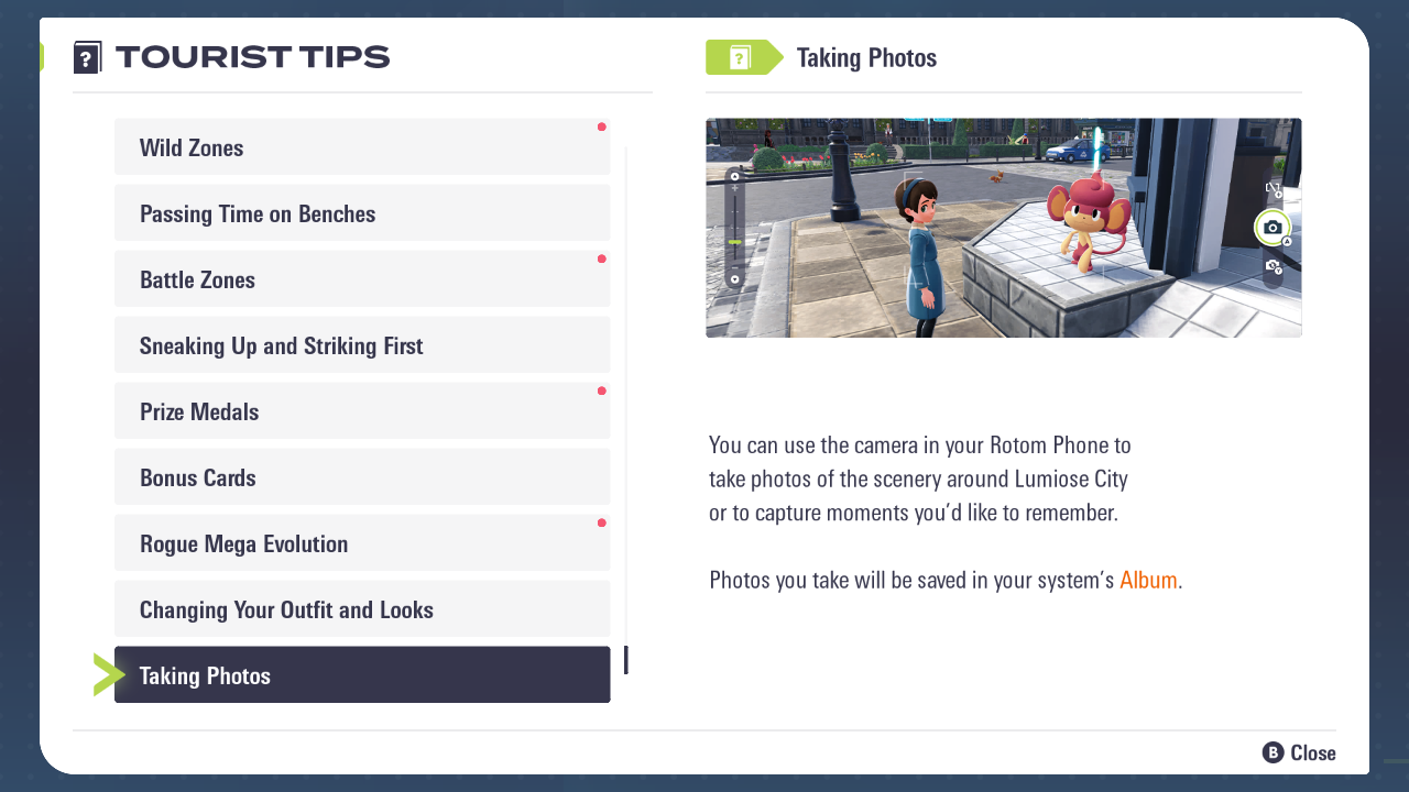 In-game Photo mode tips (Image via The Pokemon Company)