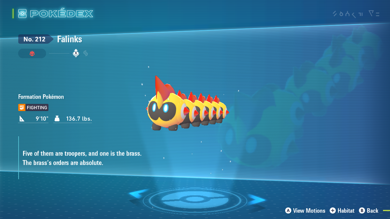 Falinks Pokedex entry (Image via The Pokemon Company)