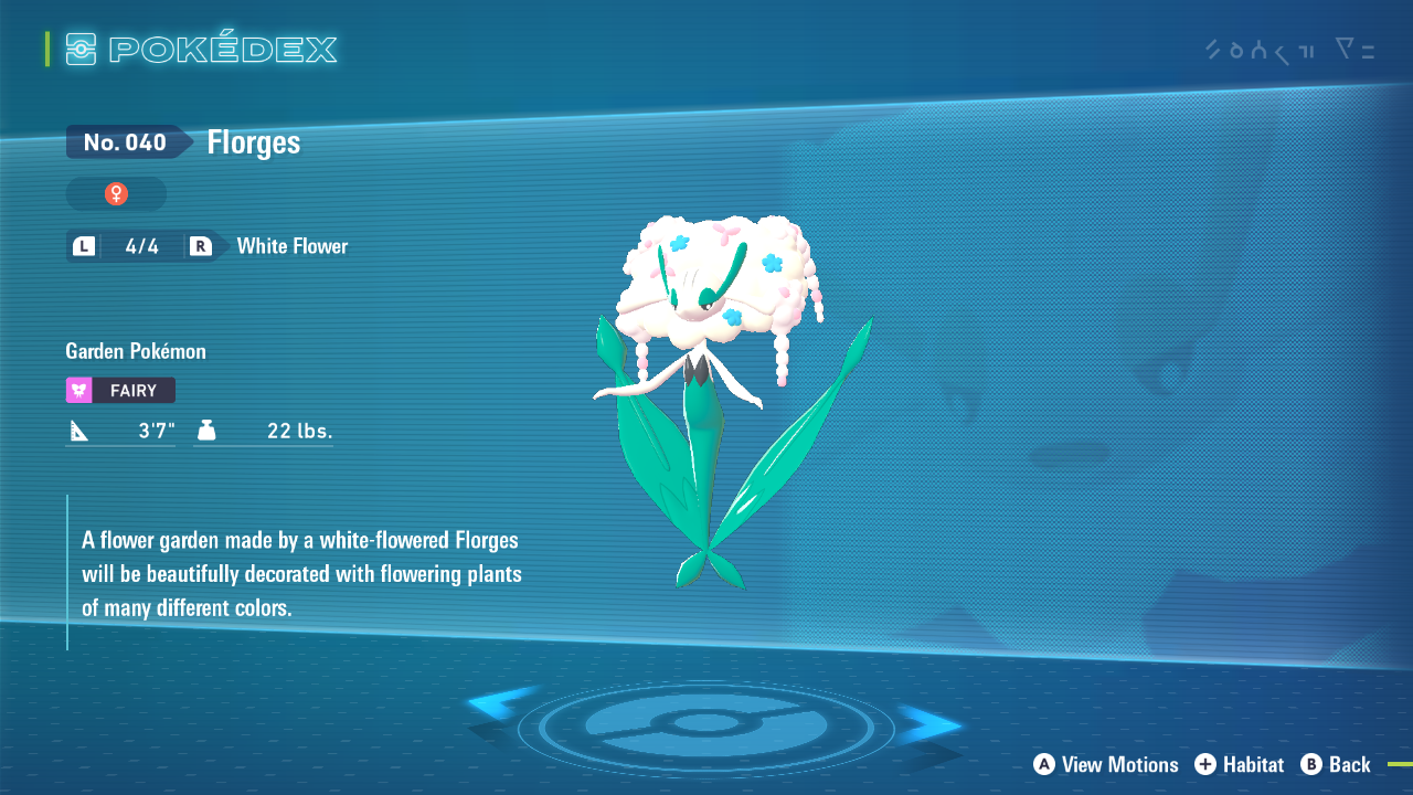 Florges as seen in the Pokedex (Image via The Pokemon Company)