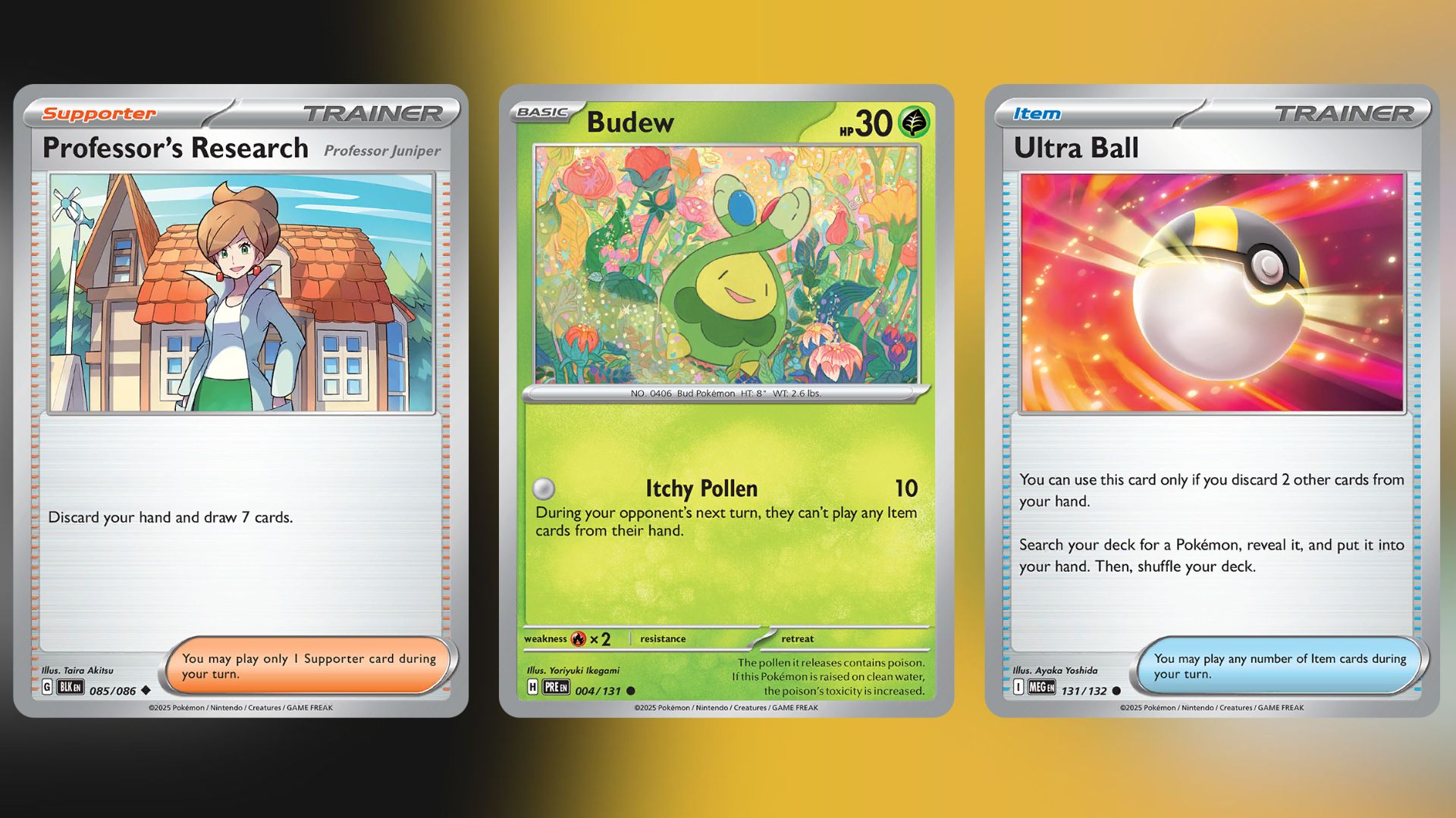 Professor's Research, Budew, and Ultra Ball (Image via TPC)