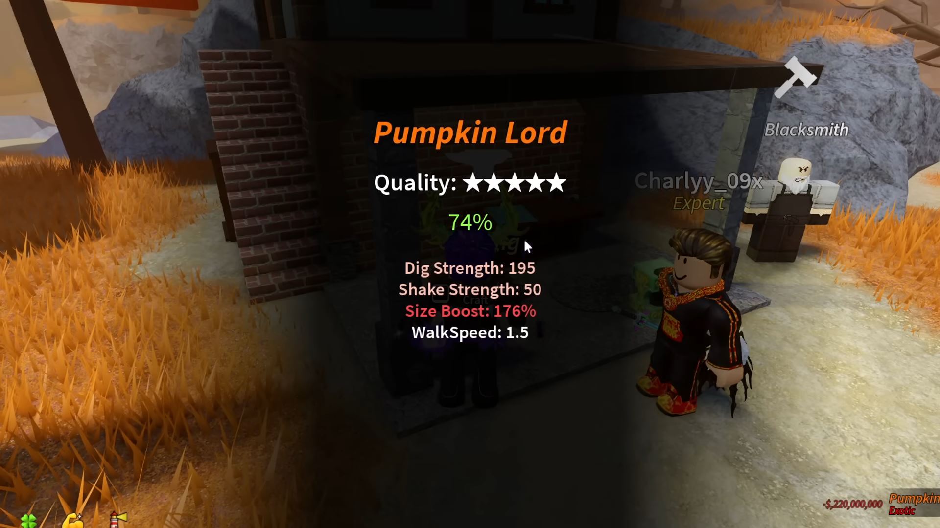 Pumpkin Lord in Prospecting (Image via Roblox Corporation)