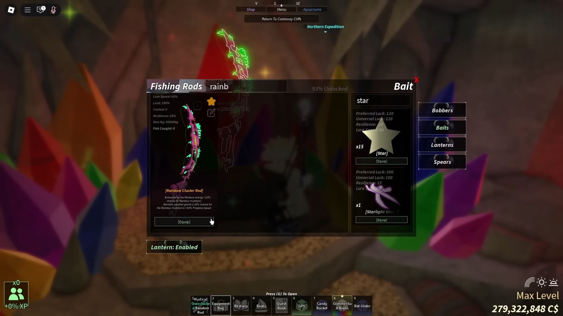 Rainbow Cluster Rod in Fisch (Image via Roblox Corporation)