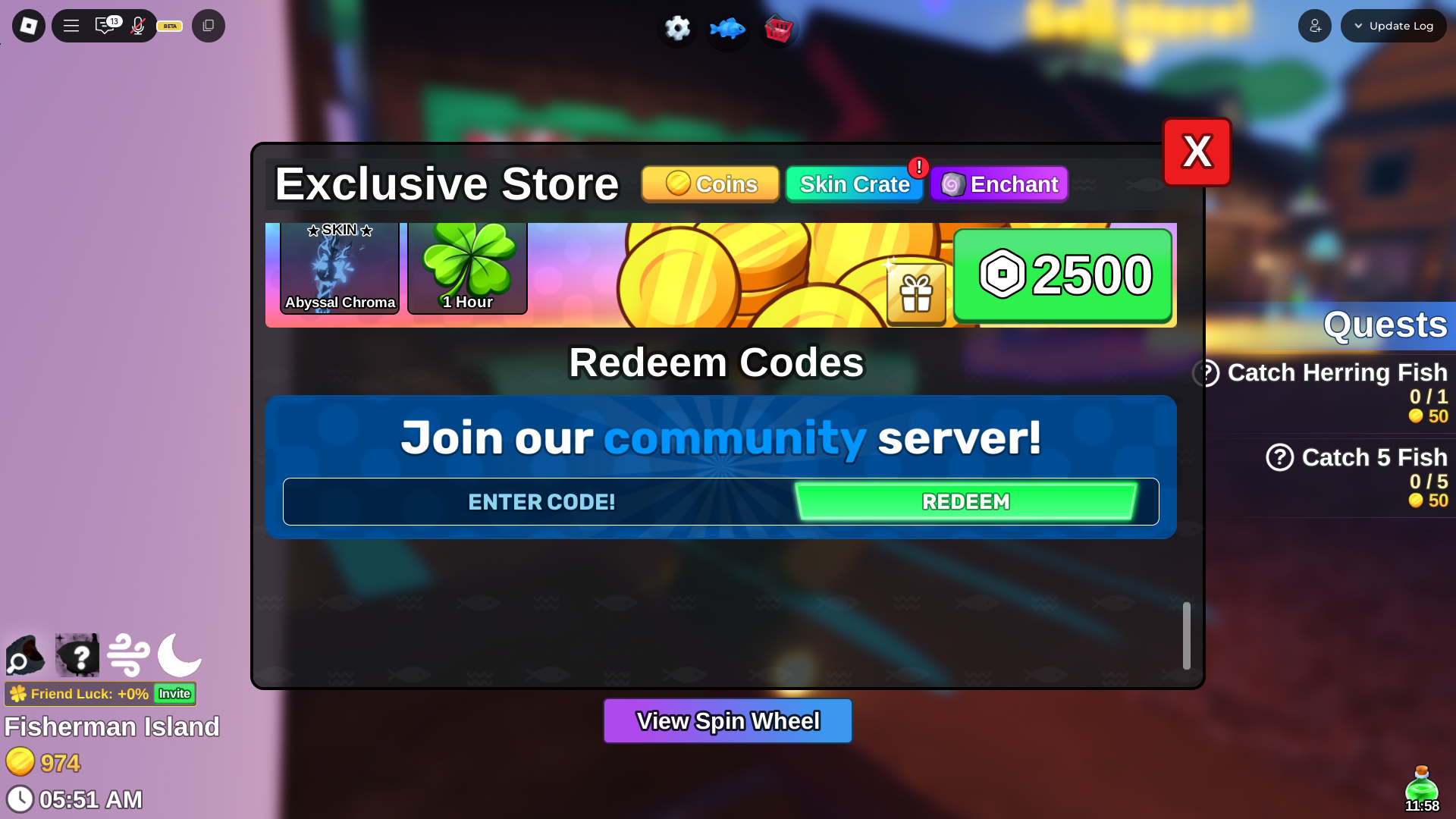 Redeem your codes here (Image via Roblox Corporation)