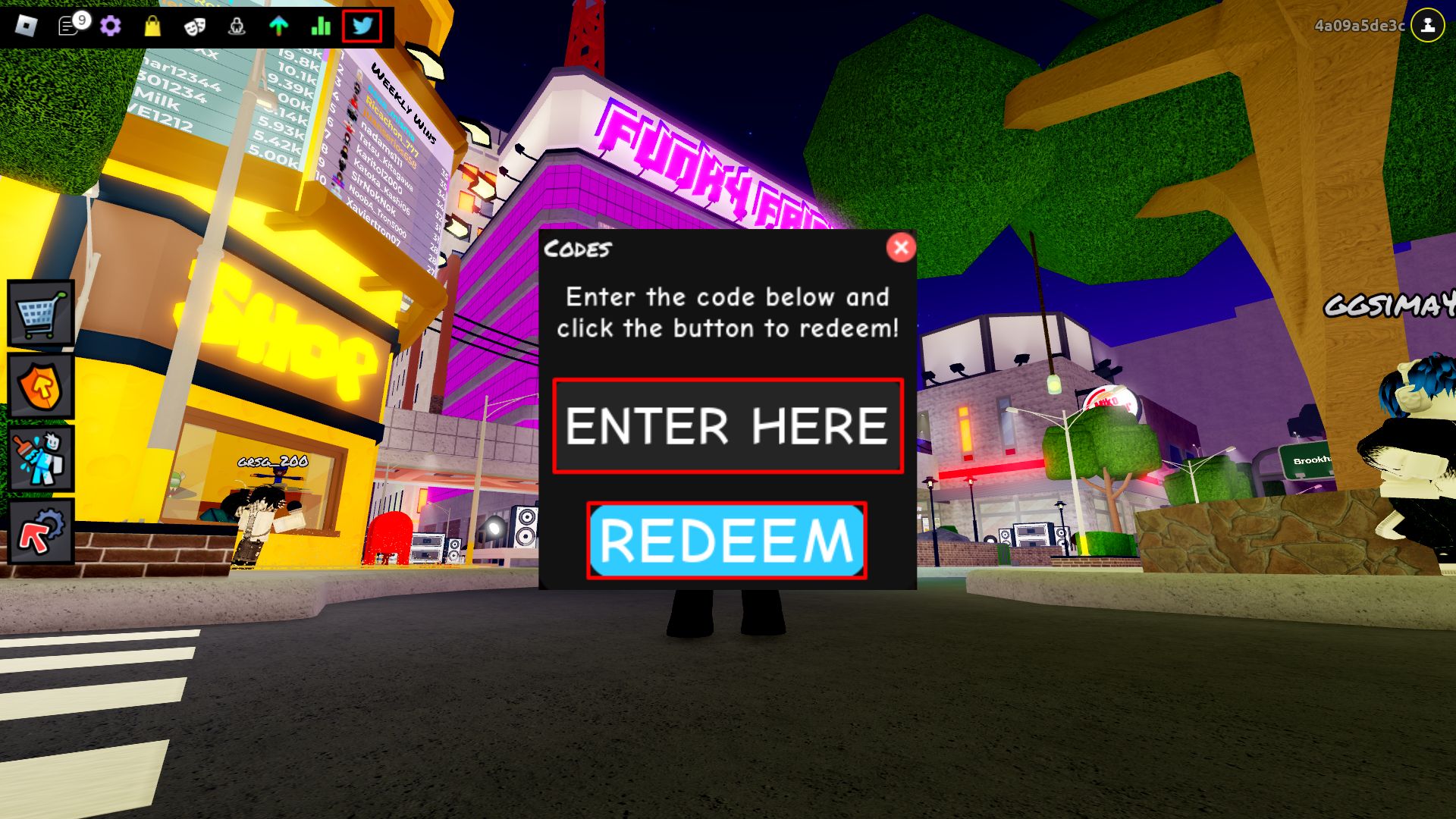 Redeeming codes (Image via Roblox Corporation)