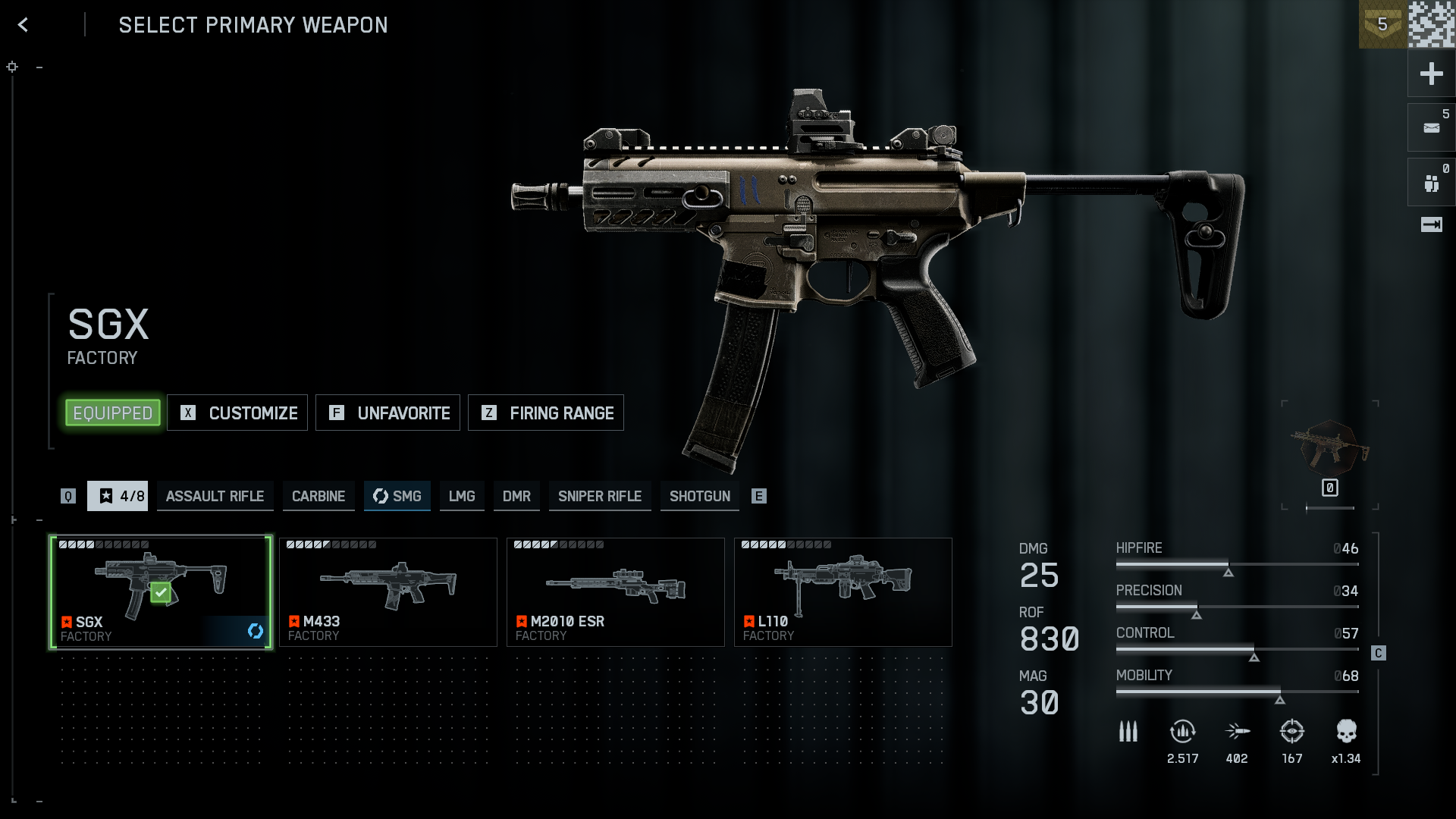 SGX SMG Loadout (Image via Electronic Arts)