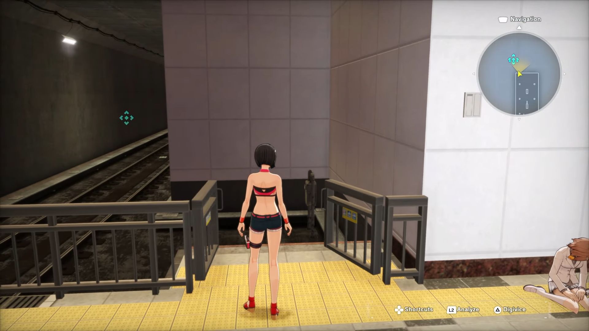 Jump onto the tracks to find the reservoir (Image via Bandai Namco)