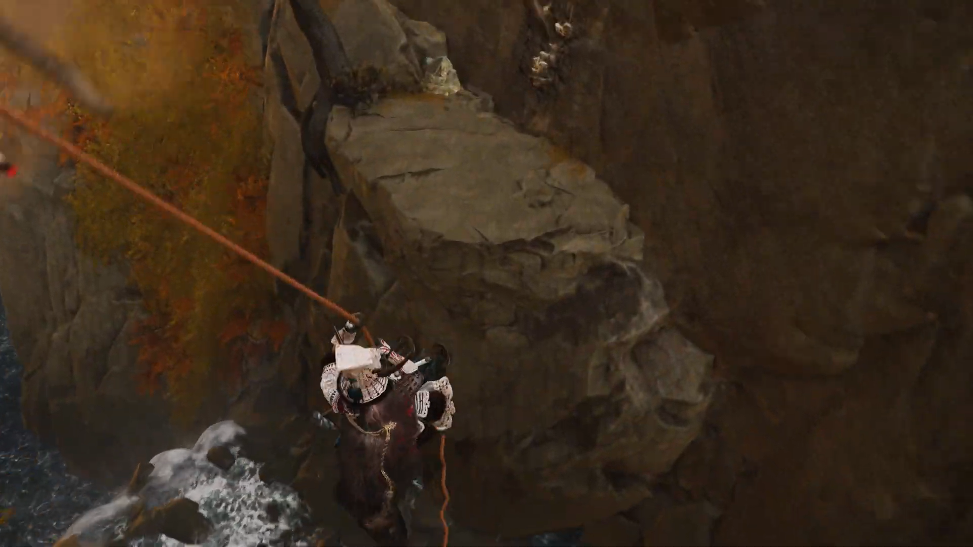 Slide and jump to get to Saito in Ghost of Yotei (Image via Deltia's Gaming | Sucker Punch)