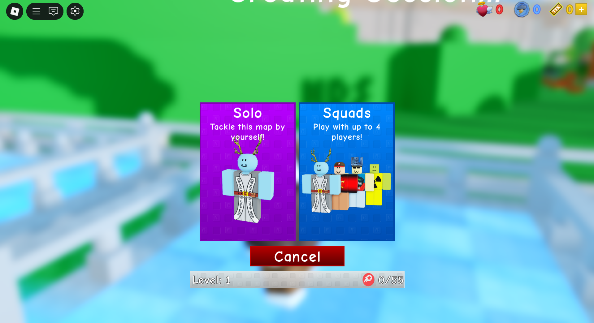 You can start the game in solo mode or in a squad (Image via Roblox Corporation)
