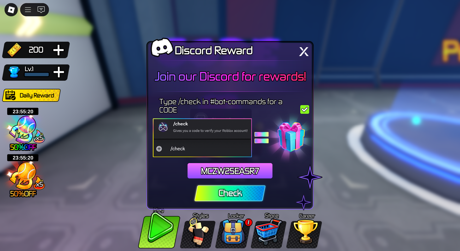 Redeeming Codes (Image via Roblox Corporation)