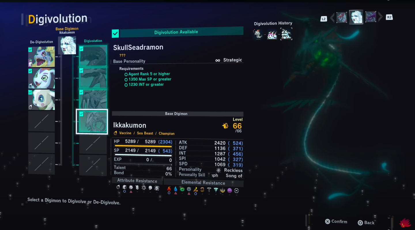Additional detail about SkullSeadramon in the game (Image via Bandai Namco Entertainment | ShadowShak/YouTube)