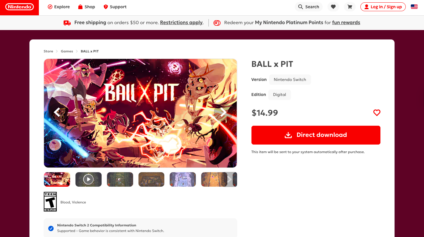 Visit the Nintendo Store to purchase Ball x PIT (Image via Devolver Digital)