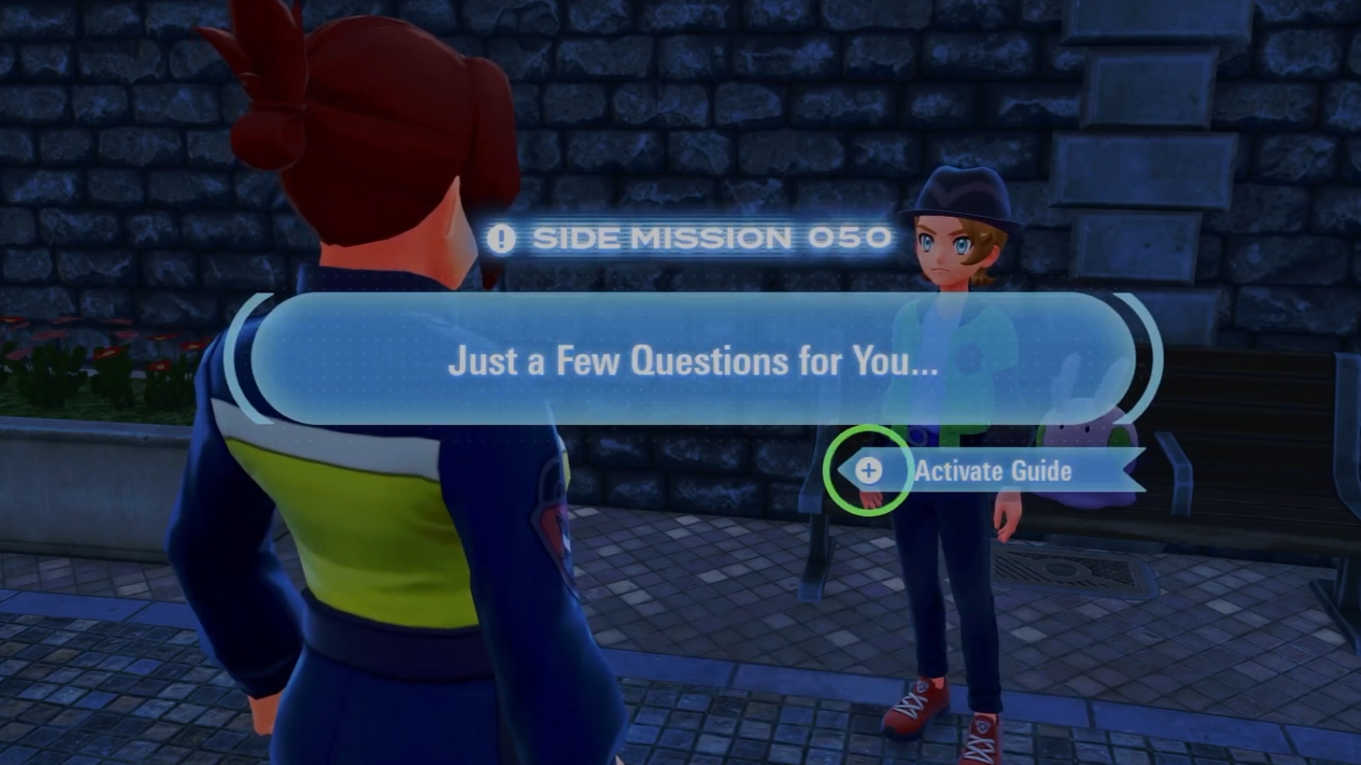 Answer the question and win a battle against the police officer (Source: The Pokemon Company, @Andruidus/YouTube)